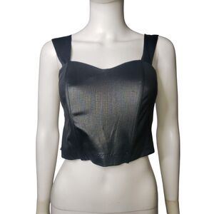 Surf and Turf of California Crop Top Womens Medium Satin Tank Corset 80s 90s Y2K